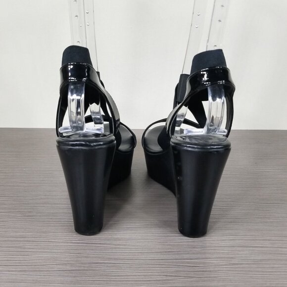Charles David Criss-Cross Strap Wedge Sandals, Black, Womens Size 8 M - Picture 5 of 13